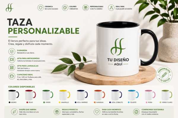 Taza blanca combinada colores